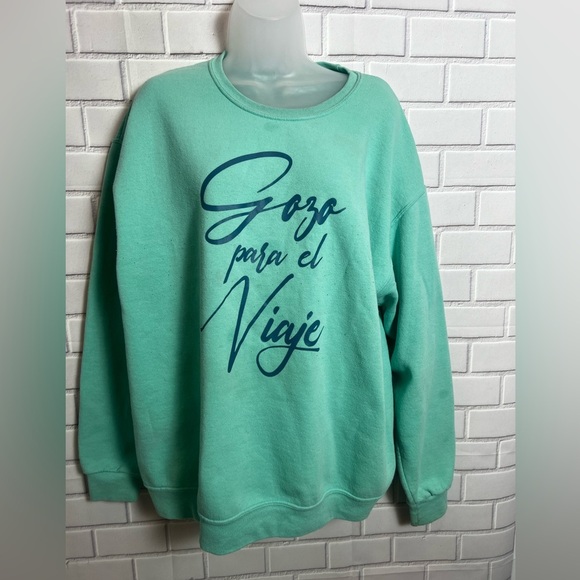 JERZEES women light green “gozo para el viaje”sweatshirt /size L - Picture 4 of 6